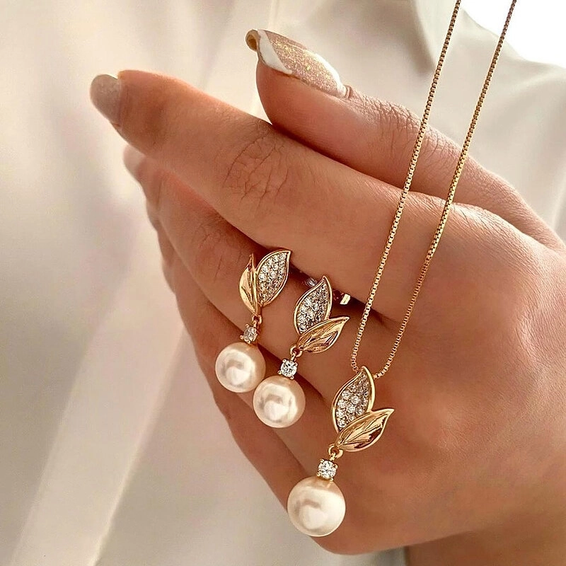 نیم ست برگ و مروارید ژوپینگ کد 585